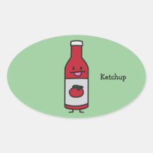 Flasche Ketschup Ovaler Aufkleber