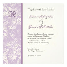 Fleur di Lys Damask - lila Hochzeits-Einladung