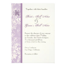 Fleur di Lys Damask - lila Hochzeits-Einladung