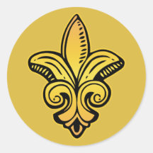 Fleur mittelalterlich - Gold Runde Sticker