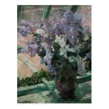 Fliedern in einem Fenster, Cassatt, Vintager Impre Postkarte