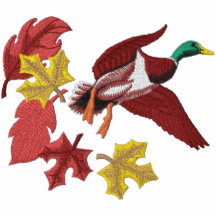 Fliegen-Ente und Herbstlaub Besticktes Polo