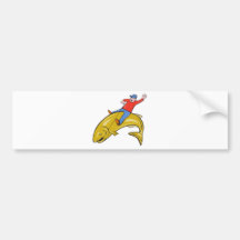Fliegen-Fischer-Reitspringender Forelle-Fisch-Cart Autosticker