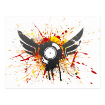 Fliegen-Graffiti-Aufzeichnung - Musik Audio-DJ-Vin Postkarte