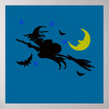 Fliegen-Halloween-Hexe Posterdrucke