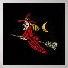 Fliegen-Hexe u. Mond Posterdrucke