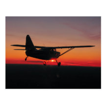 Fliegen in die Sonnenuntergangpostkarte