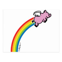 Fliegen-Schwein-Regenbogen postkarten