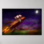Fliegen-Schwein - Rocket - zum Mond oder zum Fehls Plakat