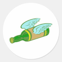fliegende Flasche flying bottle Runder Aufkleber