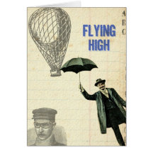 Fliegende hohe Steampunk Collage Grußkarte