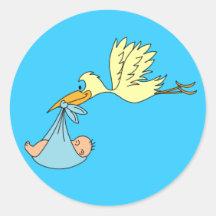 Fliegender gelber Storch-und Baby-Aufkleber