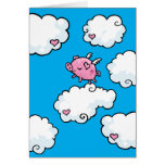 Fliegenschwein tanzt auf Wolken Karte