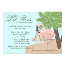 Flip Flop and Flamingo Baby Shower Announcements