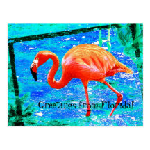 Flippige rosa Florida-Flamingoreisepostkarte
