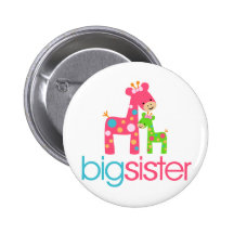 Flippiges Giraffen-große Schwester-T-Shirt Anstecknadelbutton