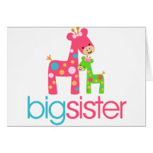 Flippiges Giraffen-große Schwester-T-Shirt Grußkarten