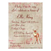 Floral Fawn Baby Invitation