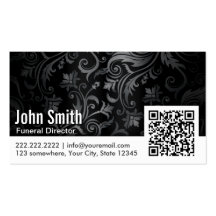 Floral Ornament QR Code Funeral Business Card