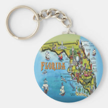 Florida-Cartoon-Karte Schlüsselanhänger