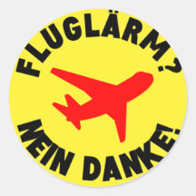 Fluglärm? Nein Danke! Runder Aufkleber