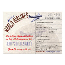 Flugticket DestinationBridal Duschen-Einladung