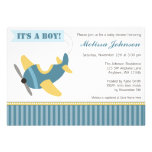 Flugzeug Stripes Jungen-Babyparty-Einladungen