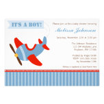 Flugzeug Stripes rote blauer Jungen-Babyparty Individuelle Einladung