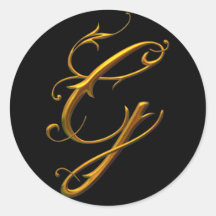 Flüssiges Goldg-Monogramm Runde Sticker