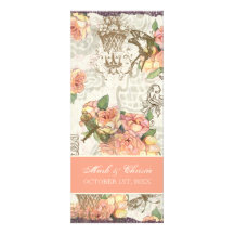 Flutterbyes 'n-Rosen-elegante Menü-Karte Individuelle Einladungskarten