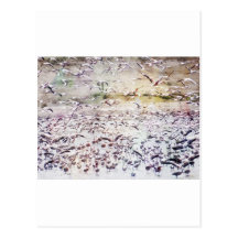 Flying Flock of Flamingos Post Card