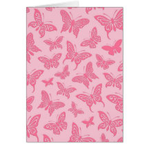 Flying Pink Butterflies Pattern Greeting Card