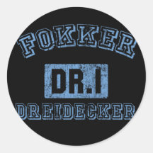 Fokker Dreidecker - BLAU Runde Aufkleber