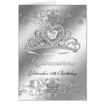 Folded Card Quinceanera silver Glitter Tiara