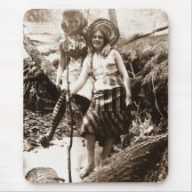 Forelle-Fischen - Vintage Stereoview Karte Mauspad