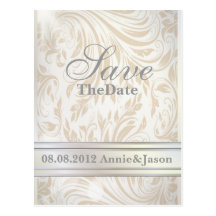 Formale Perlen-weiße Damast-Gastgeschenk Hochzeit Postkarte