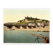 Fort und alte Brücke, Würzburg, Bayern, Deutschlan Postkarte