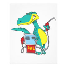 Fossilbrennstoff-Cartoon der Dinosauriergaspumpe Individuelle Ankündigungskarte