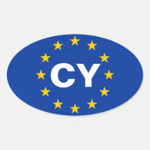 FOUR Cyprus "CY" European Union Flag Sticker