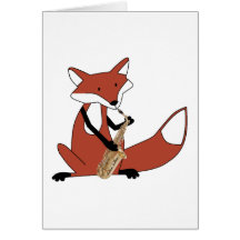 Fox, der das Saxophon spielt Karte