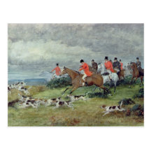 Fox-Jagd in Surrey, 19. Jahrhundert Postkarte
