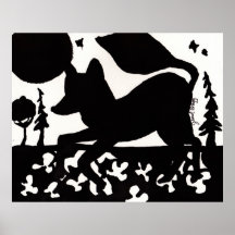 Fox nachts im Klee-Flecken Plakat