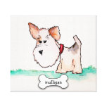 Foxterrier-Aquarell mit Namen Leinwanddrucke