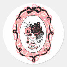 foxy lulu schwarz-rosa runder aufkleber