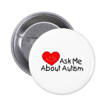 Fragen Sie mich über Autismus (Herz) Anstecknadelbuttons
