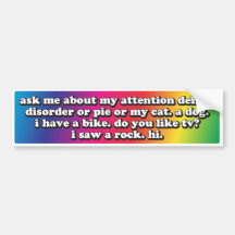 Fragen Sie mich über mein A.D.D… Auto Sticker