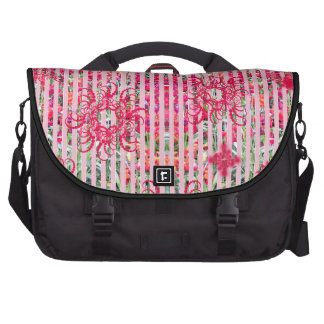 fragtual Streifen des Garten-Blumensommer-Rosas Laptop Taschen