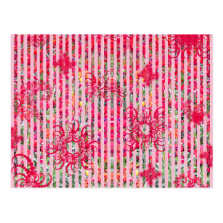fragtual Streifen des Garten-Blumensommer-Rosas Postkarte