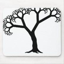 Fraktal-Baum-Schwarzes Mousepads