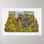 Francisco Pizarro nahe bei Inka-Kaiser Atahualpa Posterdruck